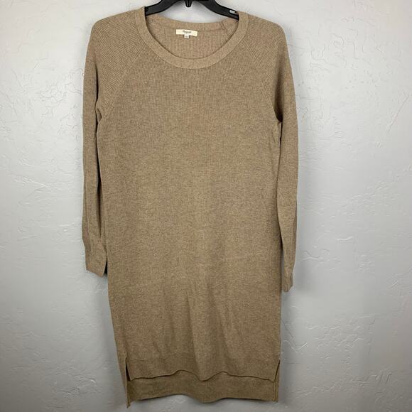 Madewell Sweater Dress Womens Large Tan Wool Alpaca Blend Knitted Pullover - Picture 2 of 7